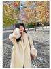 Manteau en Laine Mi-Long pour Femme avec Manches en Fourrure - Veste Décontractée Chic Automne/Hiver