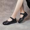 Real soft leather mother shoes spring and summer new retro style soft sole medium flat bottom non-slip round head grandma single shoes