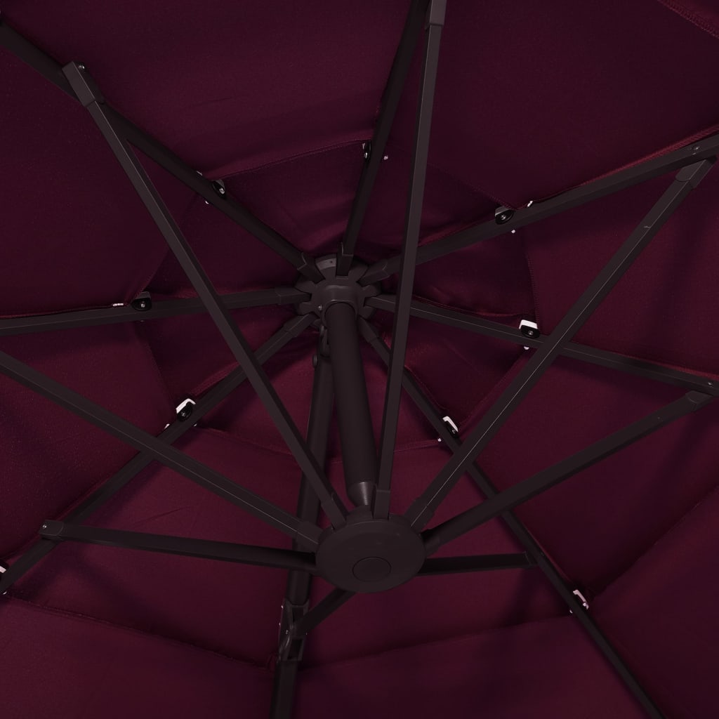 4 Layer Sun Umbrella with Aluminum Pole Burgundy Red 3 X 3 M