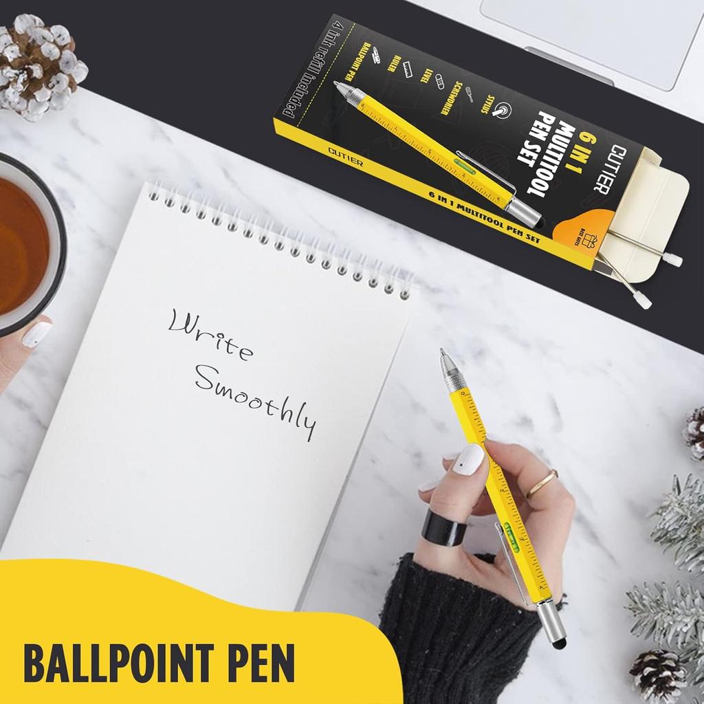 Cutier Cool Pen Gifts for Men, 6-in-1 Multi Tool Tech Pen Gadgets Tools for Men, Personalized Gifts for Dad or Him, Funny Gift for Christmas,