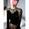 Velvet Lace Patchwork Cinched Waist Women's Top - Chic Autumn Layered Fashion Shirt