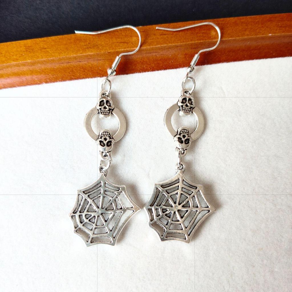 Halloween Skull & Spider Statement Earrings
