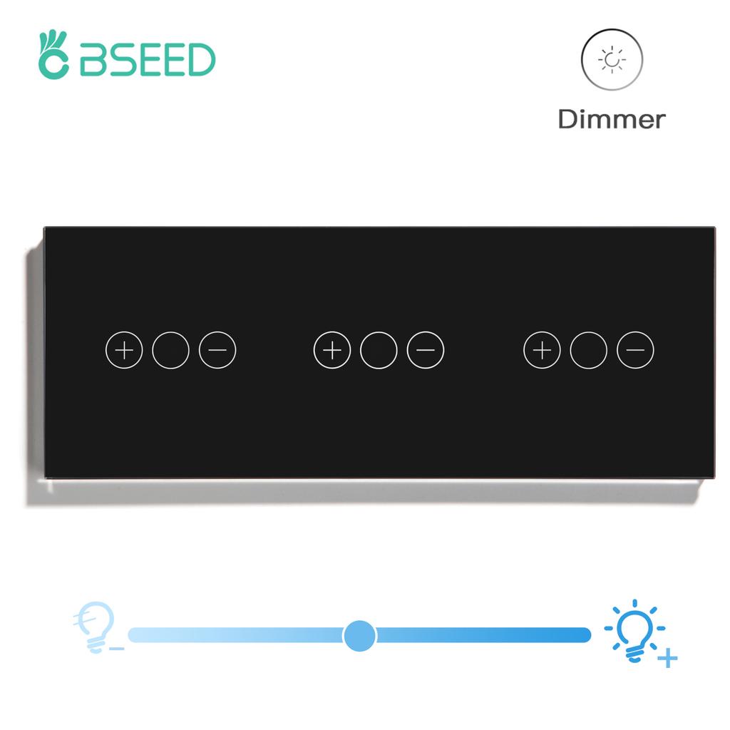 BSEED Touch Dimmer Switches 1gang1way Wall Light Switch LED Dimmer Plus EU Wall socket USB EU Standard Blue Backlight 10A
