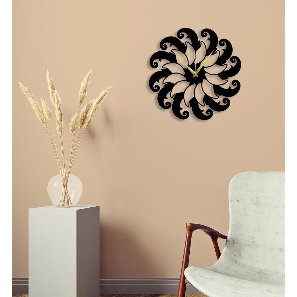 Stylish Watch Wall Clock with Numbers/Large Size Clock & Wall Ornament/Metal Outdoor Wall Clock for Bedroom, Office -Black