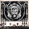 Lifeella Skull Tapestry, Gothic Horror Moon Skeleton Mystic Dark Tapestries for Bedroom Grunge Wall Hanging Black and White 36 X 48 Inch