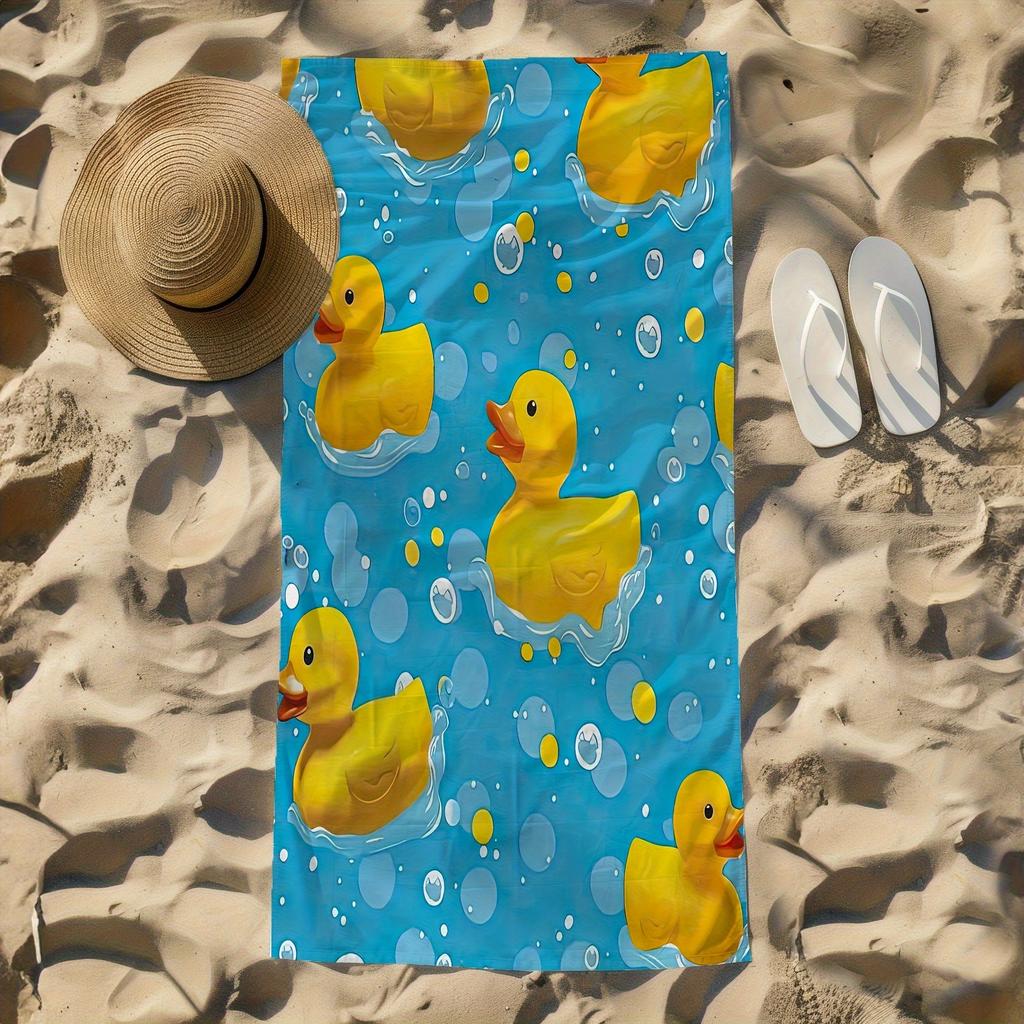 1 Stück leuchtend gelbe Gummiente Strandtuch - Ultra-weiche Mikrofaser, schnelltrocknend & saugfähig, leicht & langlebig für Sommer-Spaß