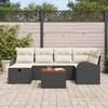 7 Piece Garden Sofa Set with Cushions Black Poly Rattan