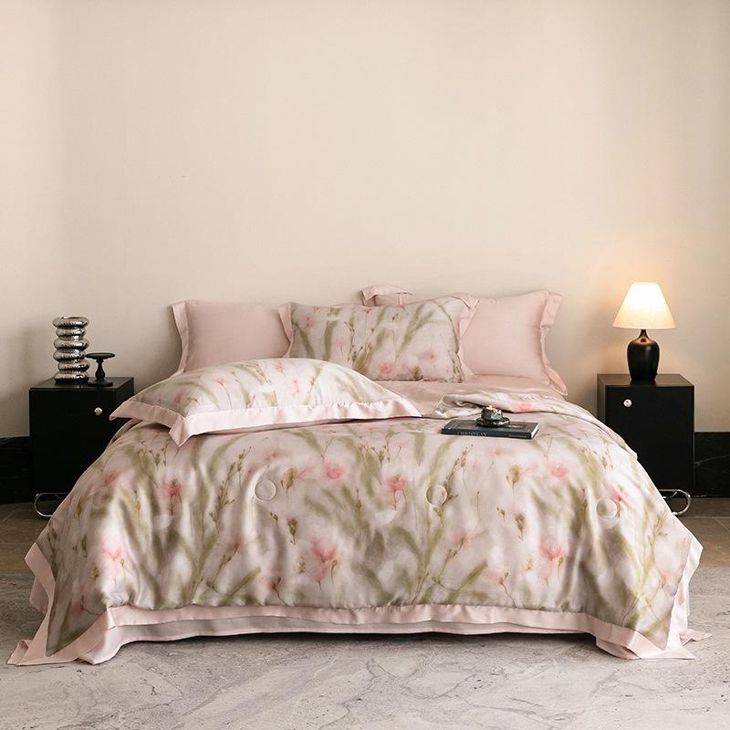 Luxury 100% Lyocell Tencel Summer Quilt Set Four-Piece Air Conditioning Quilt High-End Sensation A-Class Baby-Friendly Bedding