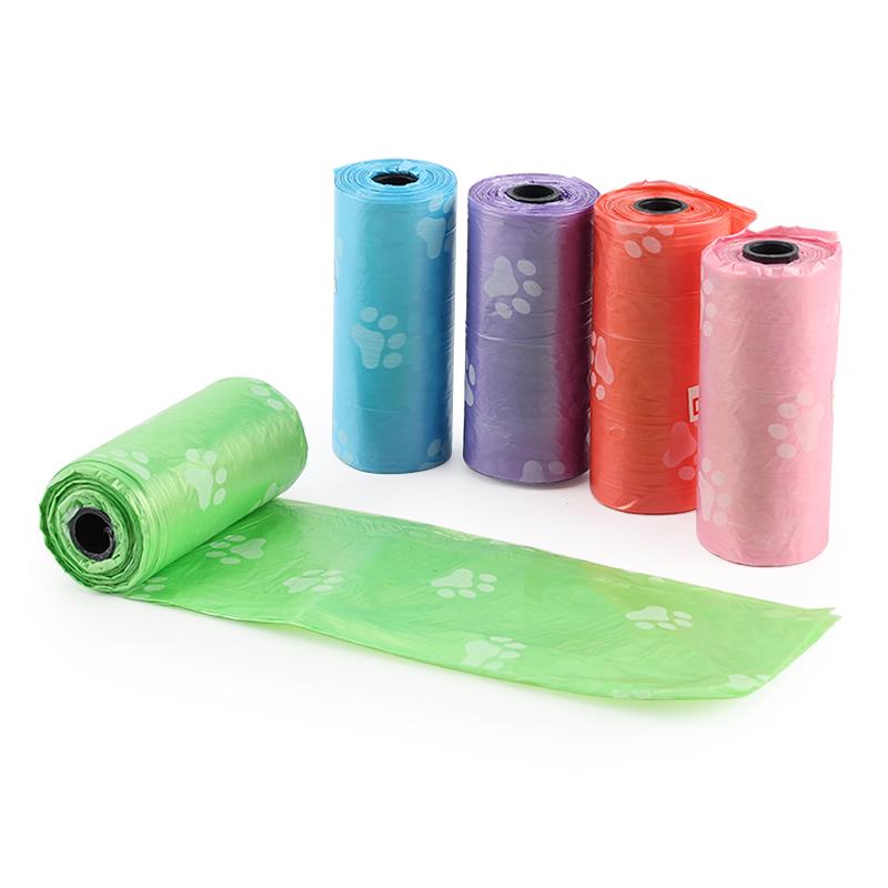 6Pcs Pet Waste Poop Bag Paw Print Clean up Refills Roll Picking Dog Pooper Bags