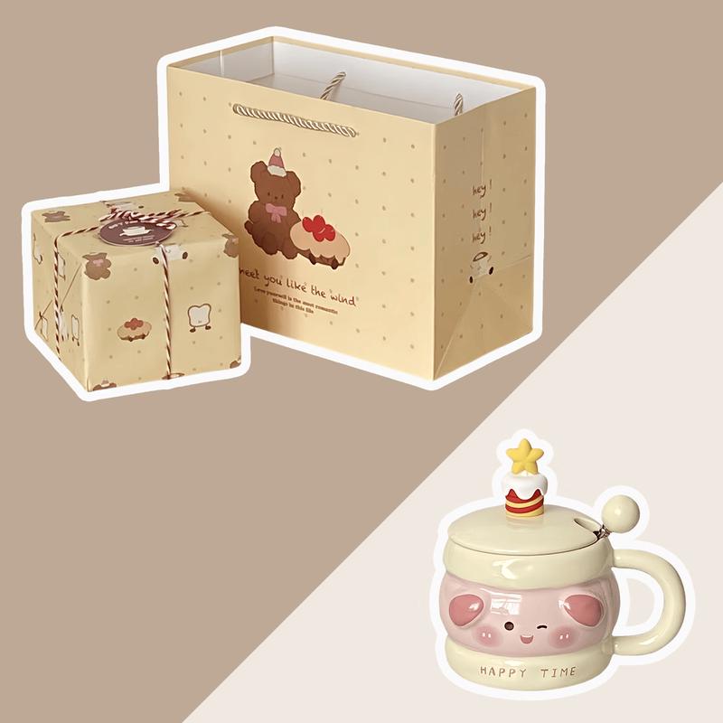 Cute Ceramic Mug with Coaster Gift Set