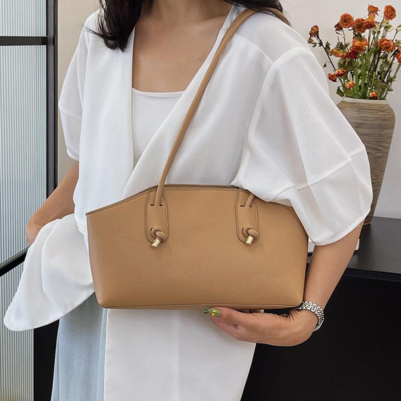 Monochromatic Feminine Large Capacity Shoulder Bag Commuting Tote Retro PU Leather Casual Feminine Bag New