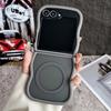 Stylish Big Wave Magnetic Matte Case For Samsung Galaxy Z Flip 3 4 5 6 5G ZFlip5 Flip6 5G Translucent Frosted Back Cover Funda