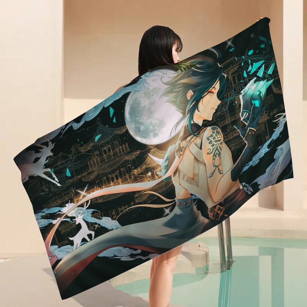 

Xiao Beach Towel Cartoon Cute Summer Kids Large Bath Pool Beach Towel Microfiber Absorbent for Swimming Travel W40*H60(CM)