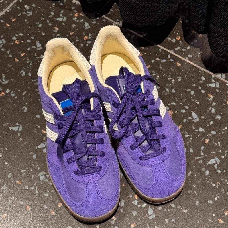 Leather platform purple German training shoes women's 2025 new versatile lace-up casual sports board shoes splicing Forrest Gump shoes women