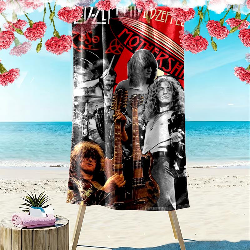 Led zeppelin Print Beach Towel, Large Soft Quick Dry Towel for Beach Camping Swimming