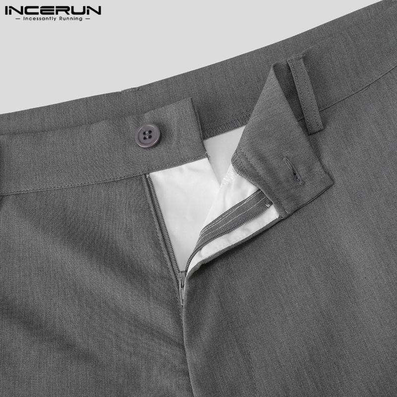 INCERUN Men Pants Casual Zip-up Waist Patchwork Long Trousers