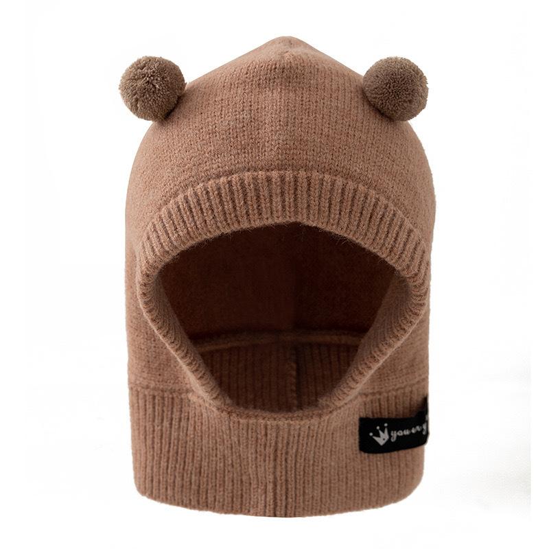 Cachecol de Bebê Chapéu Peça Única Gorro de Tricô Quente Fofo Duplo Pom Pom Chapéus de Proteção de Orelha para Crianças Coreano Meninos Meninas Chapéus à Prova de Vento