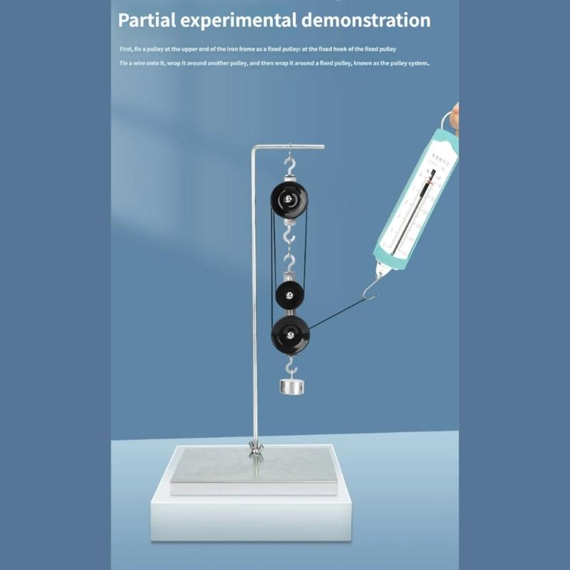 Multifunktionales Physik-Lehrmittel Flaschenzug-Apparat mit Ständer Haken und Skala für Klassenzimmer-Experimente für Schüler