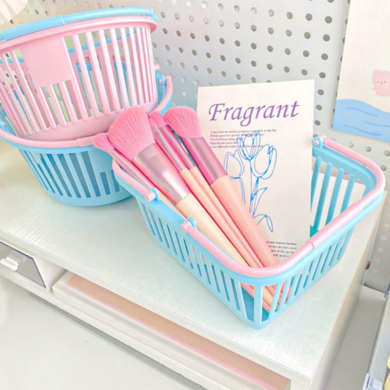 Neuer Kunststoffkorb-Organizer Tragbare Einkaufs-Aufbewahrungsbox Desktop-Kleinteile Spielzeug Obst Schreibwaren-Organizer Heimaufbewahrungskörbe