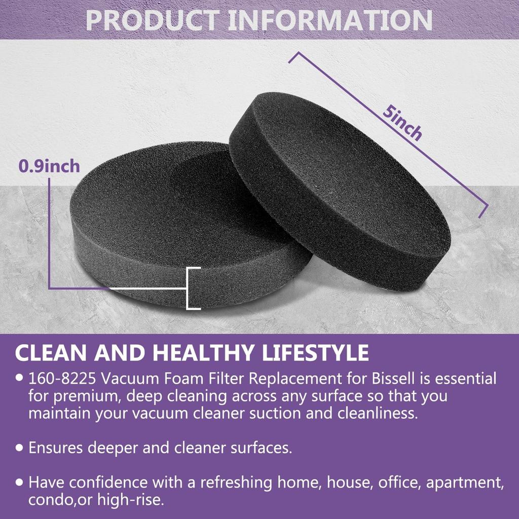 4 Pack Replacement 1608225 Vacuum Pre Motor Filter for Bissell 1797 2190 2256 2256K 2258 2259 2260 2191 2253 22547 22549 2316 2692 2488 1700 1701