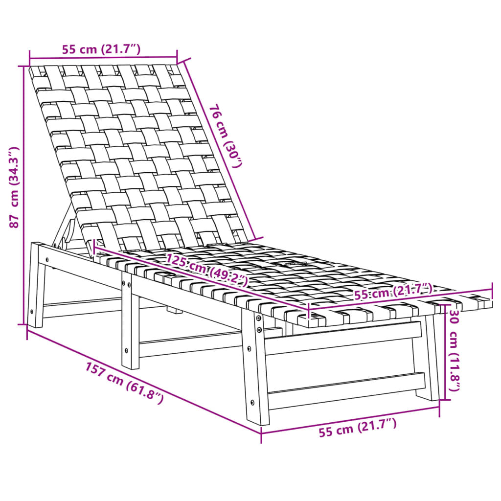 2 Piece Sun Lounger Set Dark Blue Solid Acacia Wood and Fabric
