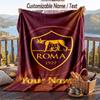 Flannel Blanket AS Roma Print Custom Name Text Soft Throw for Sofa Bed