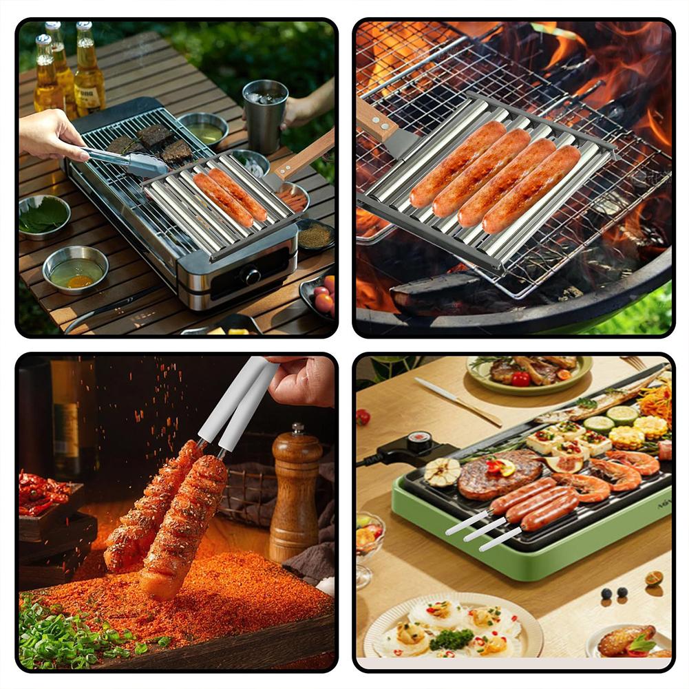 LF# Hot Dog Roller with Wood Handle Stainless Steel Griller Grill Accessories (M