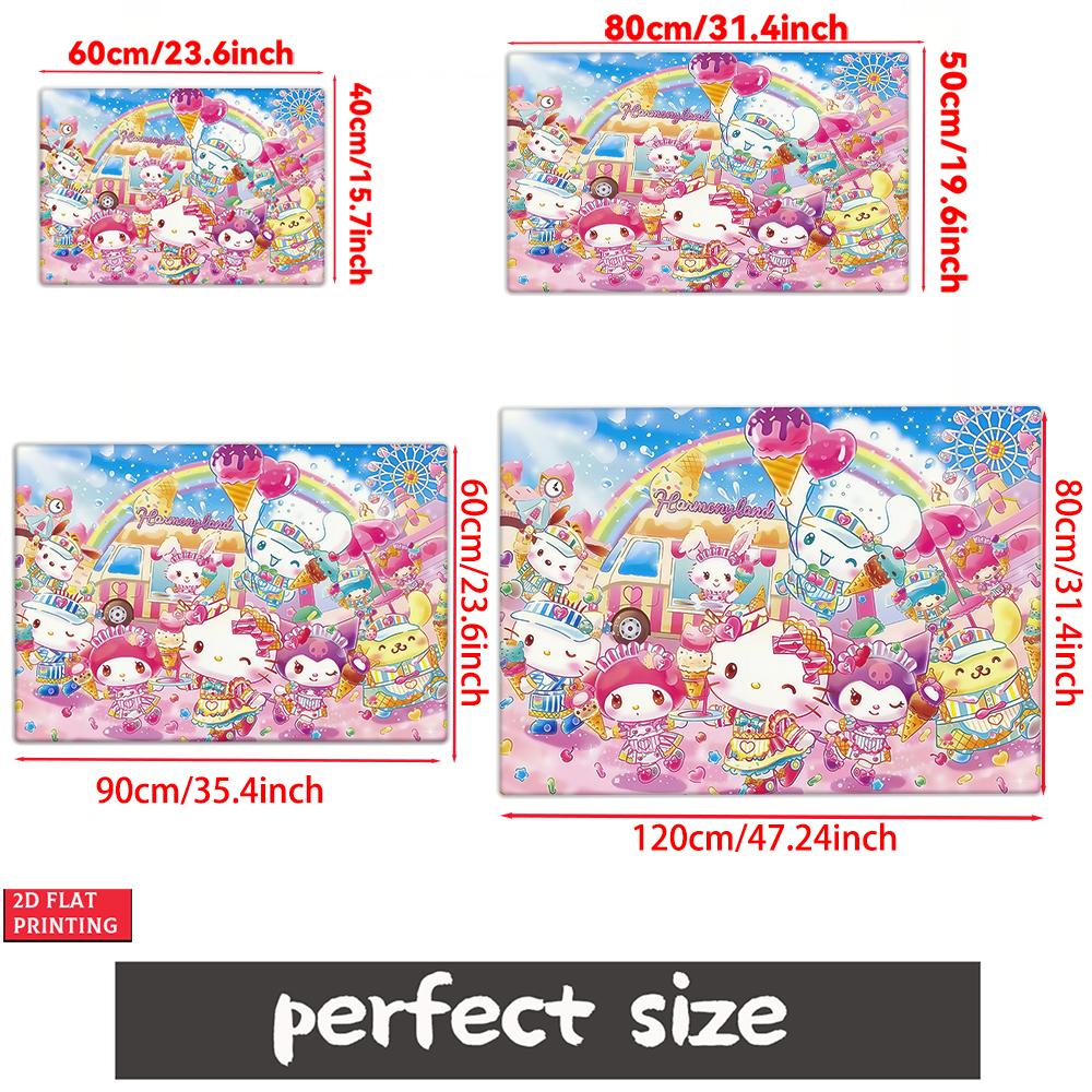 Kawaii Cute Ice Cream Cartoon Doormat, 2D Print Non-slip Floor Mat, Pink Rainbow Entrance Rug for Girls Bedroom Decor Gift