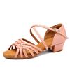 Kinder Mädchen Leder Latein Tanzschuhe Weiche Sohle Modern Social Gesellschaftstanzschuhe Salsa Tango Niedriger Absatz 3.5cm