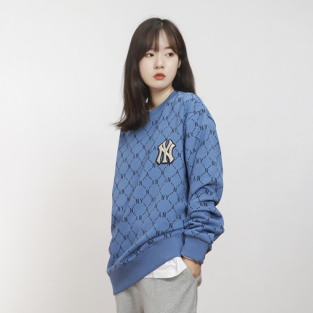 New MLB Old Flower Sweatshirts Unisex Blue 3AMTM0314-50BLD