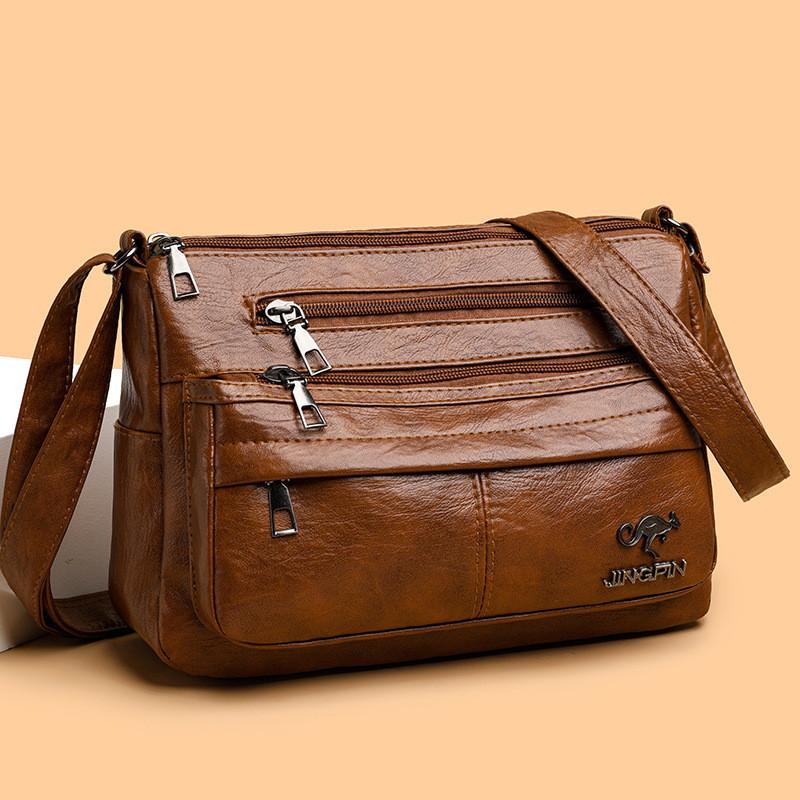 Chic Street Style Medium Square Bag Soft Pu Leather With Mobile Phone Pocket