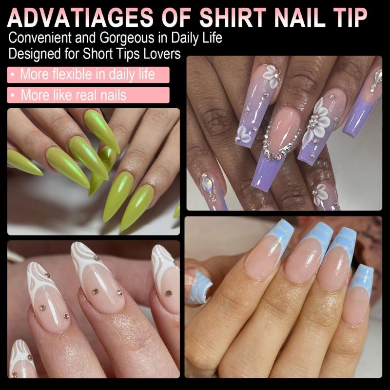 240Pcs Medium Almond Gel Nail Tips Full Cover Clear Acrylic Nails Gel Extensions 12 Sizes for Home Manicure