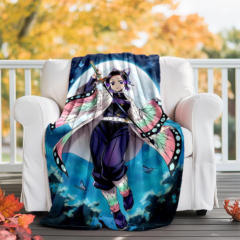 Demon Slayer Shinobu Kocho Printed Throw Blanket—soft,warm;versatile Blanket for All Seasons—perfect As &air-conditioning Throw,nap Blanket