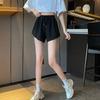 Summer Women Shorts Drawstring High Elastic Waist Loose Hem Plus Size Pocketed Pure Color A-line Thin Casual Sport Homewear Short Pants