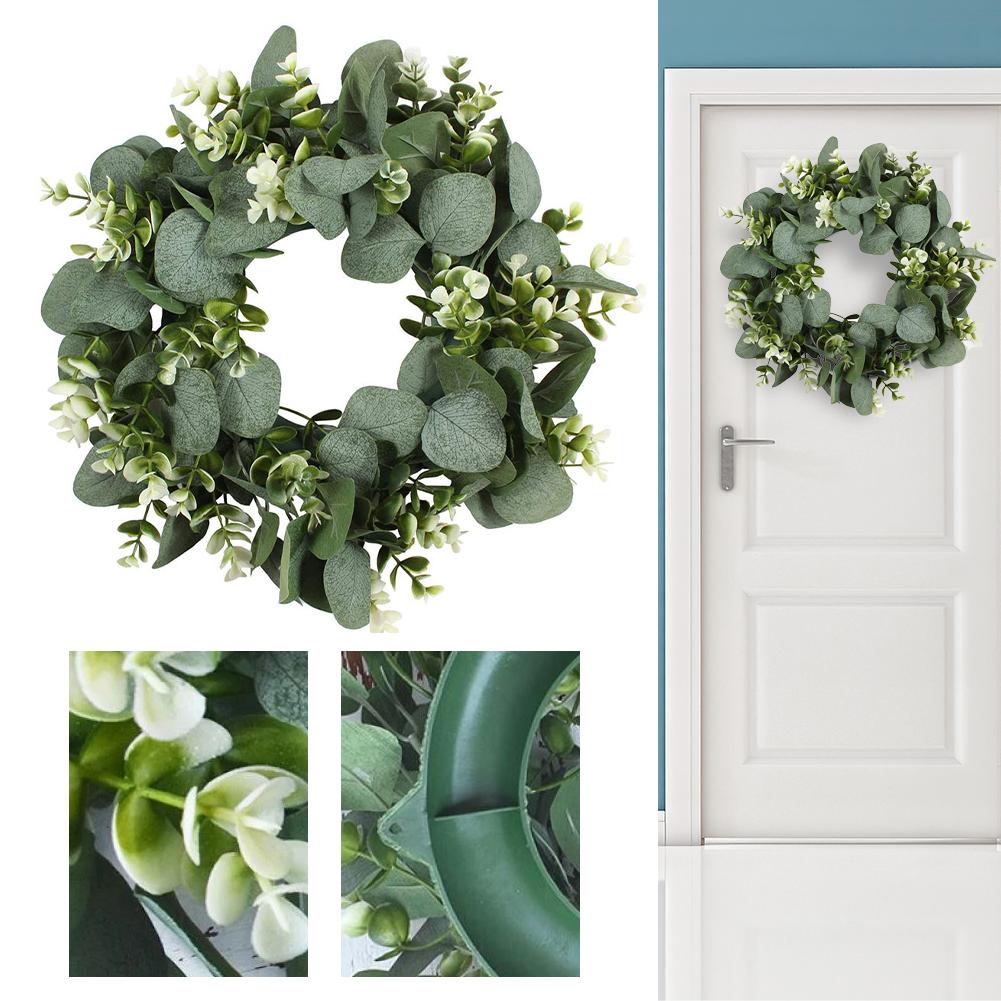 33cm Artificial Wreath  Gift Green Eucalyptus Wreath Spring Summer Decor Creating Festive Atmosphere for Front Door Wall