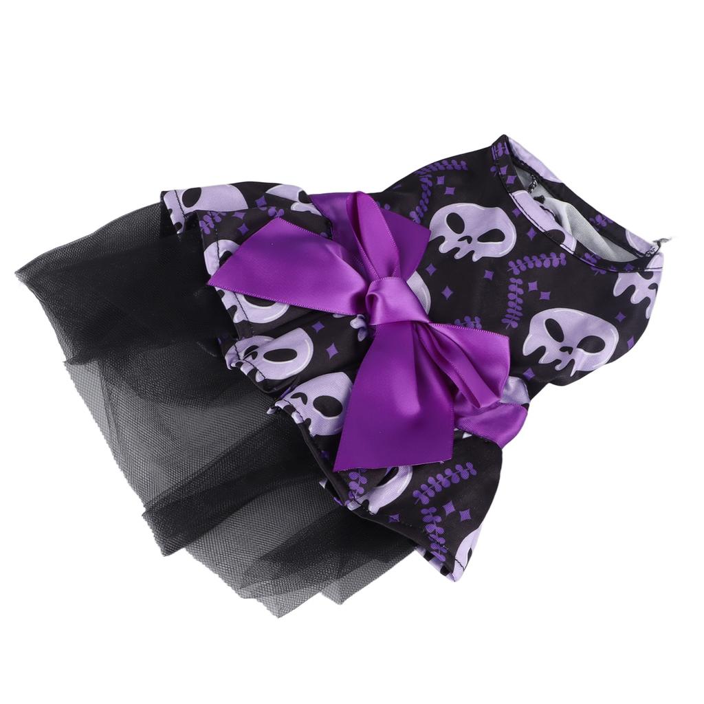 Dog Halloween Dress Skull Face Comfortable Polyester Washable Pet Dress for Puppy Skull