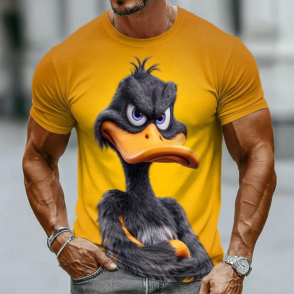 Men's Animated Vintage Style Graphic T Shirt Crew Neck Short Sleeve Casual Streetwear Gift for Duck Lovers Designer Clothing