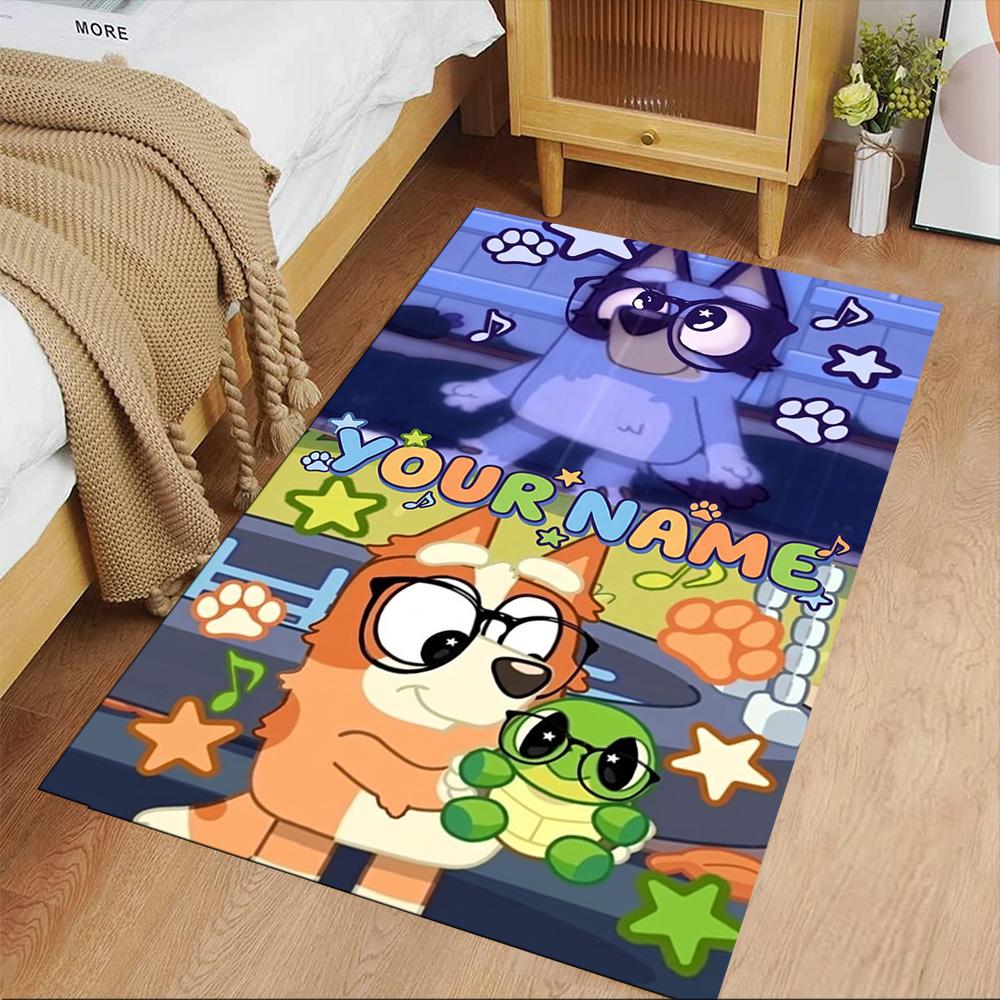 Bluey Customized Name Floor Mat Perfect for Decorate room Study room Game Room Dormitory Antislip Carpet Anime Office Decor Gift for Festivals