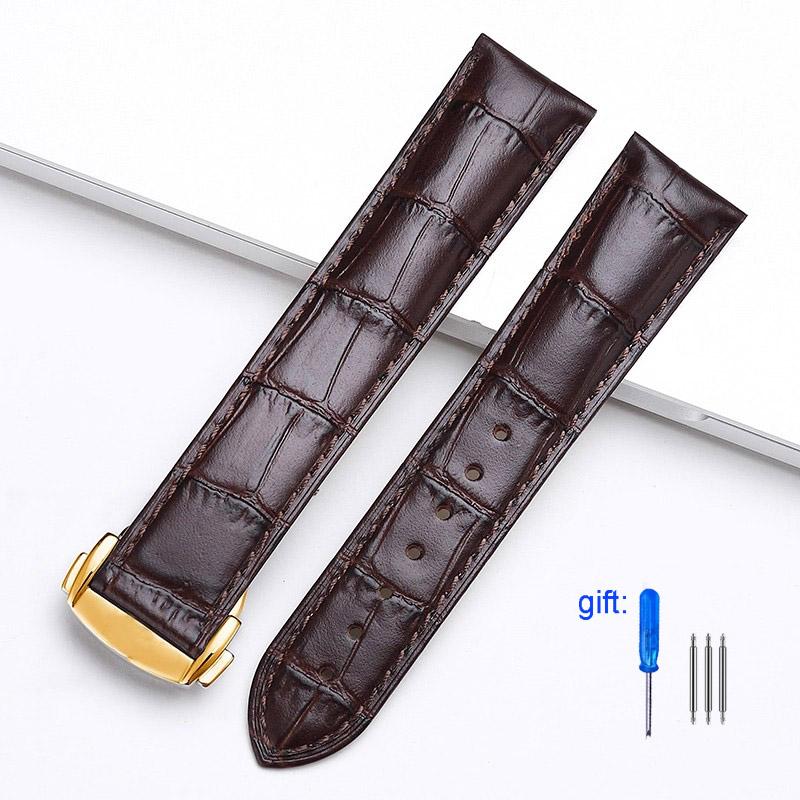 Universal Genuine Leather Strap Calfskin Watch Band 19mm 20mm 21mm 22mm Butterfly Buckle Bracelet Smartwatch Men Women Wristbelt