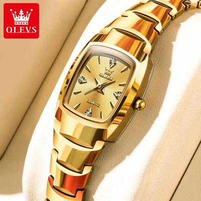 Brand Elegant Luxurious Women's Watches Waterproof Tungsten Steel Strip Quartz Watch for Lady Luxury Tonneau Watch