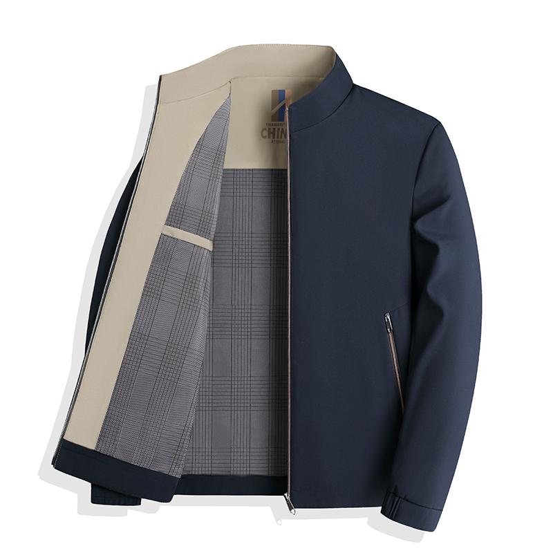 

2025 Woodpecker Men s Stand Collar Executive Jacket - Spring/Autumn Casual Coat for Middle-Aged & Elderly 4XL 180-210 Jin Темно-синій