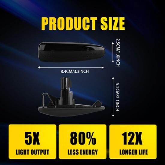 Sequential White LED Front Side Fender Light Fit Mitsubishi Lancer EVO Outlander