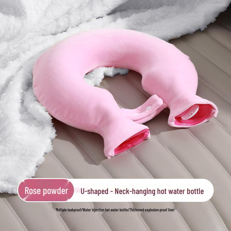 U-shaped Hot Water Bottle with Neck-Hanging Design for Cervical Relief