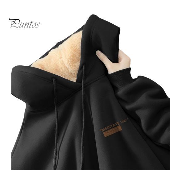 

Парная зимняя толстовка с капюшоном на флисовой подкладке с термоизоляцией, однотонная, со шнурком и эластичными манжетами, для женщин и мужчин, осенне-зимний топ M чёрный