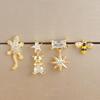 Pearl Flower Bee Zircon Earrings with Stainless Steel Needle