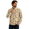 Top casual bărbătesc, croială largă, cu imprimeu de Crăciun și buzunar