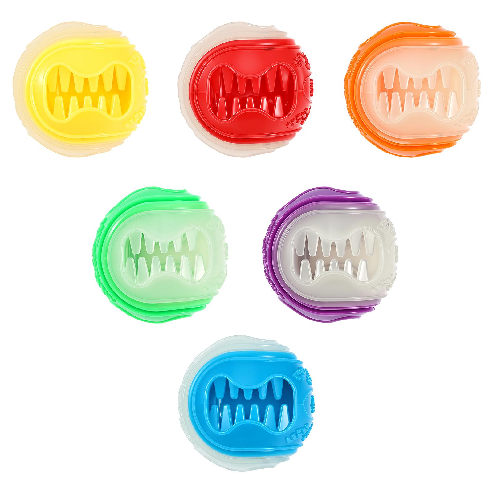 6Pcs Interactive Dog Food Ball Rubber Play Chew Ball Toy Bright Color Treat Dispenser Toy Elastic Squeaky Dog Ball Pet Supplies 6Pcs
