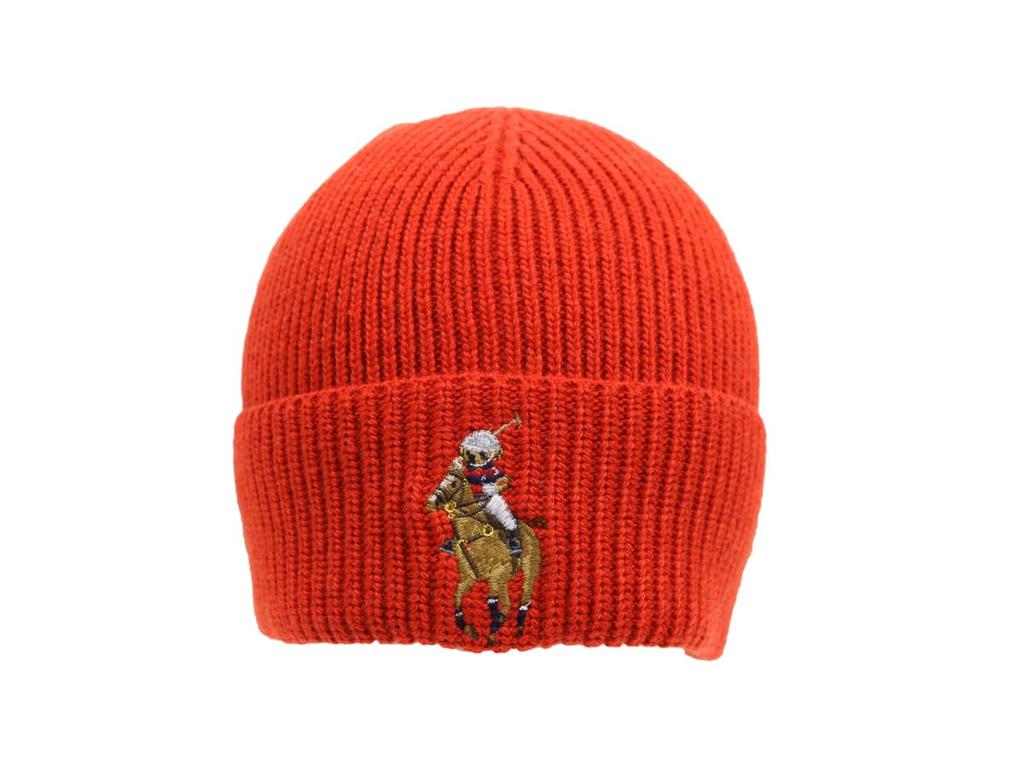 (Polo Ralph Lauren) Men's and Women's Polo Bear Embroidered AcrylicNylonWool Knit Cap 01080111-RED [Used]