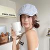 Korean niche design striped forward cap for women, spring and autumn thin breathable versatile cap that makes the face look smaller, duckbill newsboy