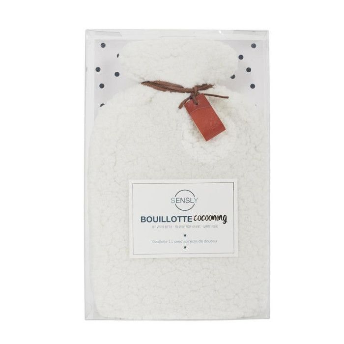 Wärmflasche Cocooning "Sherpa" 1L Weiß